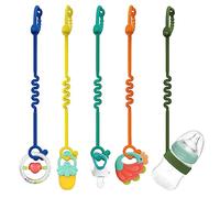 Toy Straps for Baby - Keep Your Baby's Toys and Sippy Cups Secure with Toy Straps and Sippy Cup Straps, 5 Pack Adjustable Silicone Straps for Strollers, High Chairs, Cribs, Car Seats, Multi Colors