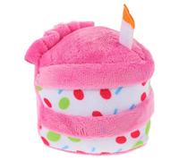 Toy Stress Dog Squeaky Plush Pink for Chewing Birthday Cake and Relief | Lightweight Portable Plaything, Cartoon Cake Shape, for Yard and Garden Use, One Piece for Dogs