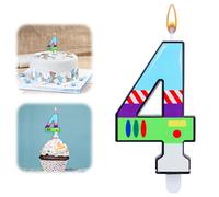 Toy Themed Cartoon Story Birthday Candle, Cartoon Birthday Cake Topper, Two Infinity and Beyond Birthday Decorations Astronaut Robot Toy Cartoon Birthday Party Supplies (Number 4)