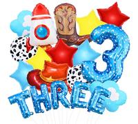 Toy Themed Story Birthday Decoration Balloon Set,Cartoon Style Birthday Rocket,Cowboy Hat,Boots,Clouds,Star Patterns, For kid Party Supply (3rd-To Infinity and Beyond)