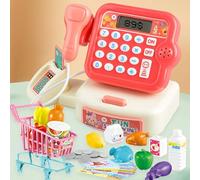 Toy Till Cash Register with Scanner for Kids, Mini Kids Shop Play Till，Shopping Till Pretend Play, for 3 Year Old Girls Boys, Pretend Role Play Money Food Learning Toys Gift for Toddler