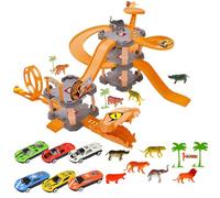 Toy Track Death Ride Maxi Track Cars Shark Track 6 Cars 6 Animals Shark Track Track Dinosaur Crocodile Track Snake Loop Acrobatic Cobra with Launcher Parking Garage (B)