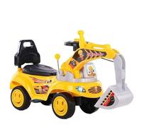 Toy Tractors For Kids Ride On Excavator Music Sounds Digger Scooter Bulldozer Toddler Construction Truck Under Seat Storage(Gelb,Wiggle car+6 toy cars+pedals)