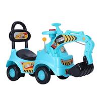 Toy Tractors For Kids Ride On Excavator Music Sounds Digger Scooter Bulldozer Toddler Construction Truck Under Seat Storage(Blu,Only wiggle car)