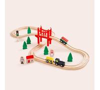 Toy Train Set, 39 Piece Train Track With Push Toy, Wooden Toys for Toddler 2-5 Year Old Boys & Girls, Tracks Rail Set with Town Pieces, People, Train Sets For Kids