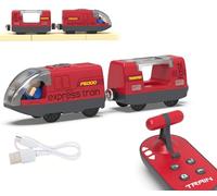Toy Train Set for Toddler 3-5, Kids Electric Trains Vehicles for Wooden Tracks, Motorized Train Toys, Battery Powered Engine Cars Compatible with Thomas & Friends, Brio, Chuggington