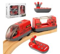 Toy Train Set, Wooden Train Track Control Locomotive Trains with 4 Sound & Lighting Effect, Magnetic Trains Compatible with Thomas, Brio, Chuggington