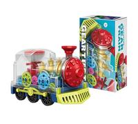 Toy Trains - Gear Train | Battery Powered Transparent Engine Toy With Moving Mechanism | 360 Degree Rotating Vehicle Lights Music Display | Educational Learning Activity | Birthday Gift Kids Home