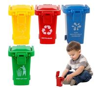 Toy Trash Can - toy garbage trucks, waste management garbage trucks, Mini Recycling Bin with Lid Wheels, Portable Waste Bucket Storage | Tabletop Desk Organizer