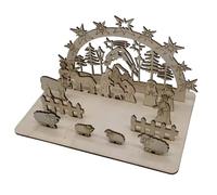 TOY TREND Mini Wooden Nativity Scene Set of Two Christmas Table Decoration DIY Coloring&Assembling