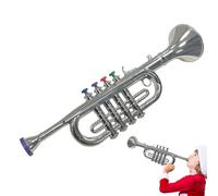 Toy Trumpet For Kids | Realistic Musical Instrument With Sound | Coated Four Note Simulation Horn | Pretend Play Band Toy | Educational Fun Play Trumpet For Children