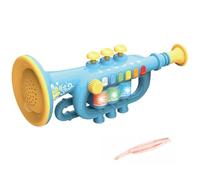 Toy Trumpet, Plastic Kids Trumpet Toy with Multiple Rhythms, Recordable & Light Effects, Adjustable Volume Musical Instruments Toys for Home School(Blue)