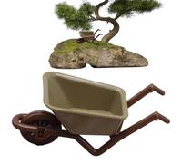 Toy Wheelbarrow Figurine - Mini Farm Cart Model, Accessory, Miniature Garden Trailer ABS Construction, Landscape Display Craft Decoration Home Office Desktop Ornament