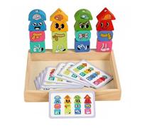 Toy Wooden Educational Toy Stacking Toy Sorting Puzzle Mermaid Dress Puzzle Expression Matching Material Task Card Guided Play Suitable for, Emoji Box