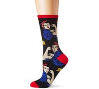 Toy Zany Socksmith Rosie The Riveter Womens Black Crew Socks