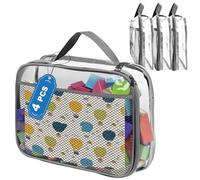 Toy Zippered Blocks Set for boy girls - 4PC Extra Large PVC Storage Organizer Bags with Mesh Side Pockets for Puzzle, Clay, Book, Small Models and Mini Plush Toys. XL: 26.5 x8 x34 (Grey)