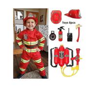 (Toy2, 140cm height) Halloween Firefighter Cosplay Costume For Kids Boys Girls Carnival Party Sam Fireman Uniform Carnival Toys Outfits Work Clothing