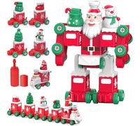TOYABI Father Christmas Toys, 5 in 2 Christmas Tree Car, Snowman Car, Christmas Boot Car Car to Father Christmas Robot and TrainToy, Gift for 3, 4, 5, 6 Year Old Kids