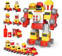 TOYABI Train Toy Building Set,5 in 2 Construction Toys,Toys for 3 4 5 6 Year Old,Transporter Car Combined as Transformer Robot,Electric Drill Toy Set For 3 4 5 6 Year Old Boy Gifts