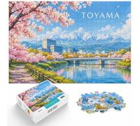 Toyama Japan Cherry Blossoms and Mountains Jigsaw Puzzle, 1000 Piece | For a festive gift with screen-free appeal: Adult jigsaw puzzle with 1000 pieces suits quiet moments between celebrations.
