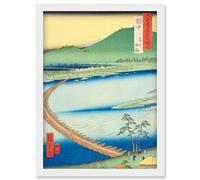 Toyama, Pontoon Etchu Province Utagawa Hiroshige Japan Woodblock Artwork Framed Wall Art Print A4 Artery8 White One Size