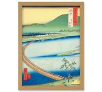 Toyama, Pontoon Etchu Province Utagawa Hiroshige Japan Woodblock Artwork Framed Wall Art Print A4 Artery8 Light Oak One Size