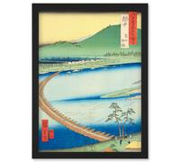 Toyama, Pontoon Etchu Province Utagawa Hiroshige Japan Woodblock Artwork Framed Wall Art Print A4 Artery8 Black One Size