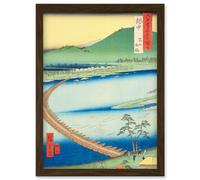 Toyama, Pontoon Etchu Province Utagawa Hiroshige Japan Woodblock Artwork Framed Wall Art Print A4 Artery8 Brown One Size