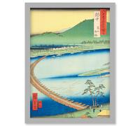 Toyama, Pontoon Etchu Province Utagawa Hiroshige Japan Woodblock Artwork Framed Wall Art Print A4 Artery8 Light Grey One Size