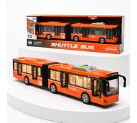 Toyana 1:16 Bus Toy for Kids - Pull Back Articulated Bendy Bus with Light & Sound City Shuttle Toy Vehicle Boys & Girls Age 3+