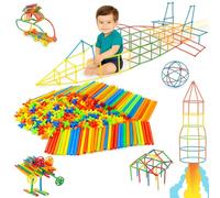 Toyana 1000 Pcs Straw Connectors Building Kit for Kids, STEM Building Toy with 2 Sizes Tubes & 12 Types Connectors Engineering Set, Educational DIY Learning Kit with Storage Box for Children 3+ Years