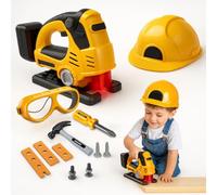 Toyana 14 Pcs Electric Kids Power Tool Jigsaw Realistic Construction Pretend Play Set Toy for Boys & Girls Ages 3+ Years