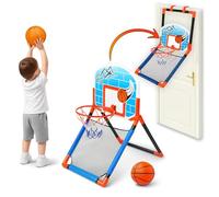 Toyana 2-in-1 Over The Door Mini Basketball Hoop Set for Kids Toddlers & Boys Adjustable Height Ball Catching Net Indoor Over The Door & Floor Stand Portable Toy for Sports Gift Boys Girls Ages 3+
