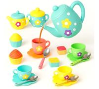 Toyana 22 PCs Kids Tea Set for Girls, Pretend Play Tea Party Playset, Realistic Teapot, Cups, Plates & Cupcakes Kitchen Accessories, Afternoon Role Play Birthday Gift Toy Set For Children Ages 3+ Year
