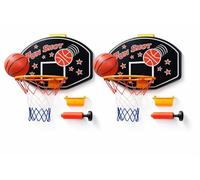 Toyana 2x Mini Basketball Hoop Set for Indoor and Outdoor Use, Wall or Door Mount Space Saving Basketball Goal with Net, Inflatable Mini Ball and Hand Pump Included for Ages 3+ Years