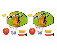 Toyana 2x Wall Mounted Basketball Hoop Set for Kids with Backboard & Mini Basket Ball + Pump + Rim Net, Over the Door Ring, Indoor Outdoor Sports Game Activity Toy Gift Set for Ages 3+ Years Kids