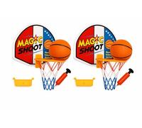 Toyana 2x Wall Mounted Basketball Hoop Set for Kids with PVC Backboard & Mini Basket Ball, Pump, Rim Net, Over the Door Ring, Indoor Bedroom Sports Game Activity Set for Children Ages 3+ Years