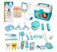 Toyana 38 PCs Doctors Set, Educational Medical Toy with Real Light & Sound Stethoscope, Doctor Suit, Medicine Chest With Portable Storage Case for Kids Doctor Pretend Roleplay 3+ Years