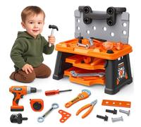 Toyana 65 Pcs Tools Set with Storage Realistic Power Drill, Construction Engineering Safe Tools & Safety Glasses, Educational Learning Creative Thinking Construction Kids Set Gift 3+ Years