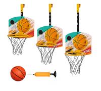 Toyana Adjustable Height Wall Mounted Basketball Hoop Set for Kids with Over the Door Hanging Backboard Basket Ball & Accessories, Indoor Outdoor Sports Game Activity Toy Gift Set for Children Ages 3+