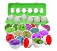 Toyana Baby Matching Eggs Toy in Box, 12 Eggs 24 PCs Dinosaur Shape Sorting Puzzle, Fine Motor Skills Toy, Educational Sensory Learning Preschool Toddler Montessori Easter Gift Play Set for Boys Girls