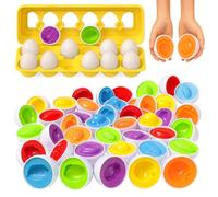 Toyana Baby Matching Eggs Toy in Box, 12 Eggs 24 PCs Shape & Colour Sorting Puzzle, Fine Motor Skills Toy, Educational Sensory Learning Preschool Toddler Montessori Easter Gift Play Set for Boys Girls