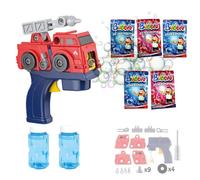 Toyana Bubble Gun for Kids, Take Apart Fire Truck Building Toy, Automatic Bubbles Blower Machine with 2 Bottles + 5 x 10ml Bubble Concentrate Sachets (Makes 500ml) Garden Activity Set for Children 3+