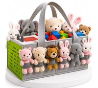 Toyana Carry Case for Toniebox Starter Set and Accessories Storage Bag with 2 Compartments & Handles - Multifunctional Felt Character Organiser for Children - Green