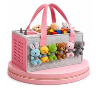 Toyana Carry Case for Toniebox Starter Set and Accessories Storage Bag with 2 Compartments & Handles - Multifunctional Felt Character Organiser for Children - Pink