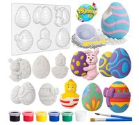 Toyana Dinosaur Egg Painting Kit for Kids | 14 PCS Arts & Crafts Set with Washable Paints, Brushes & Dino Egg Figures | Creative DIY Activity Toy Gift for Toddlers Ages 3+ Years and Above Boys & Girls