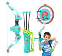Toyana Kids Bow and Arrow Target Set with LED Lights, Dual Arrow Launcher Archery Toy with 3 Suction Cup Arrows & Quiver, Indoor Outdoor Portable Sports Activity Playset Gift for Children 3+ Years