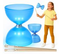 Toyana Kids Diabolo Toy with Wooden Sticks, Light Up LED Diabolo Juggling Toy, Hand-Eye Coordination & Outdoor Fun Skill Development Gift for Children 3+ Year - Blue