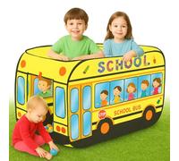 Toyana Kids School Bus Play Tent - Pop-Up Pretend Playhouse with Roll-Up Door & Mesh Windows - Indoor Outdoor Foldable Play Tent for Toddlers, Boys & Girls Imaginative Learning & Role-Play Toy Game