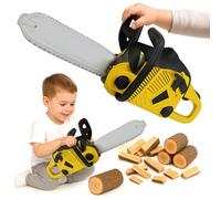 Toyana Kids Toy Chainsaw with Lifelike Sounds & Spinning Chain, Children Pretend Play Power Tool, Workshop Role Play Indoor Outdoor Activity Gift Toy for Boys Girls Ages 3+ Years - Yellow